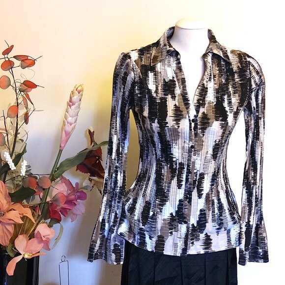 NWOT Women’s Long Sleeve Loose Shirts Pleated Blouses Tops Office Work M 8 10 - Picture 4 of 7